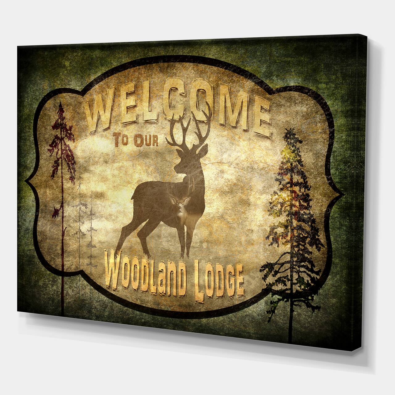 Designart - Welcome_Lodge Deer - Cottage Gallery-wrapped Canvas